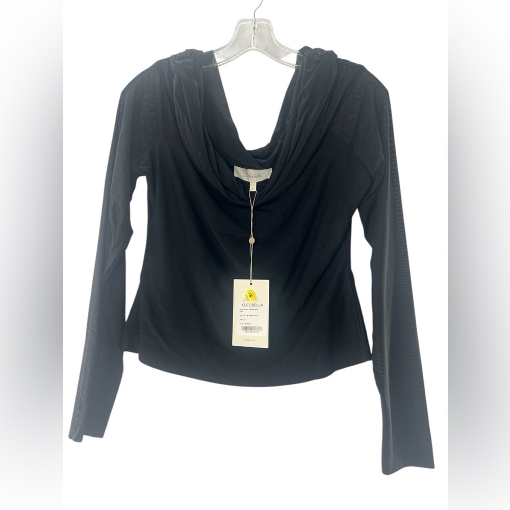 NWT Cleobella Penelope Cowl Neck 3/4 Sleeve Black Blouse